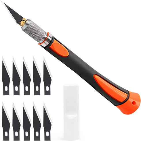 NEWISHTOOL Precision Hobby Knife Set Utility Exacto Knife Set with 10 PCS Razor Black Carbon Art Knife Tool for Architecture Modeling, Pumpkin Cut...