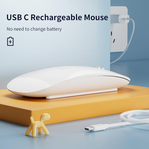 TENMOS M18 Bluetooth Mouse, USB C Rechargeable Wireless Mouse, Triple Mode (Dual Bluetooth+USB) Computer Silent Mice Portable with USB Receiver an...