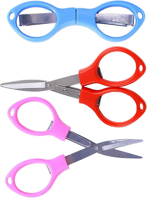 3 Pcs Folding Scissors,Portable Mini Travel Trip Scissors,Safety Foldable Small Scissors,Crafting Scissors,Stainless Steel Telescopic Cutter Used ...
