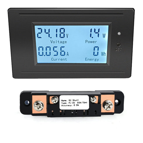 DC Multifunction Monitor Meter,6-200V,0-50A,LCD Display Digital Current Voltage Solar Power Meter Multimeter Ammeter Voltmeter...