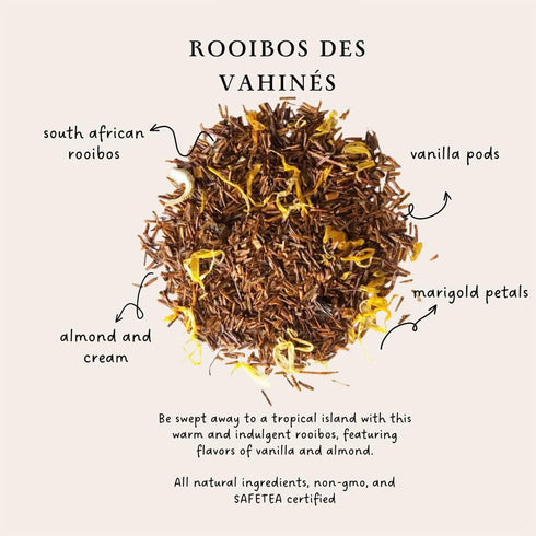 Palais des Thés - Tahitian Rooibos - Caffeine-Free Rooibos Tea with Vanilla & Almond - 20 Cotton Tea Bags, Serves 20 Cups...