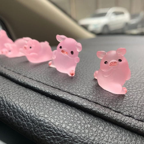 Lucky Piggy Toy Car Ornaments,6pcs Cute Pink Piggy Figures Car Dashboard Decorations Miniature Pig Figurines Landscape DIY Crafts Mini Resin Pig D...