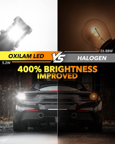 OXILAM Upgraded 1156 LED Bulbs Reverse Light, 6000K White 400% Brightness 3000 Lumens, BA15S 7506 1003 1141 P21W LED Bulb Used for Backup Tail Bra...