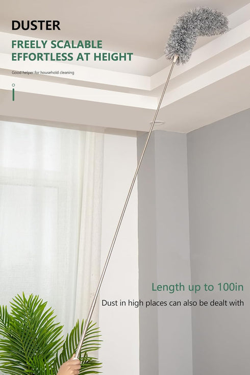 SetSail Extra-Long Dusters with Extension Pole 100-inch for Cleaning, Bendable Microfiber Head Washable Ceiling Fan Duster for High Ceilings, Furn...