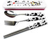 OLizee® Cute Creative Cow Pattern Design Flatware Set of 3 Ceramics Handle Stainless Steel Spoon Fork Chopsticks for Traveling Portable Lovely Ani...