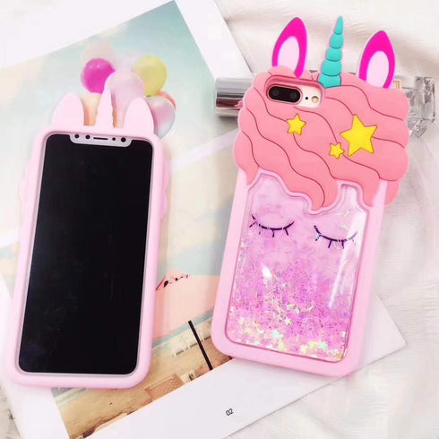 iFunny Case for iPhone 7 Plus/8 Plus Case,Cute 3D Cartoon Animal Quicksand Unicorn Bling Stars Soft Kawaii Phone Case for iPhone 6Plus 6s Plus 7Pl...