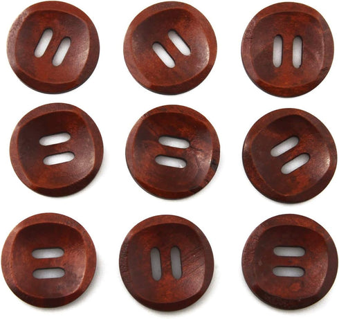 All In One 30pcs Brown 2 Slender Shape Hole Sewing Wood Buttons 30mm (1-1/6”)...