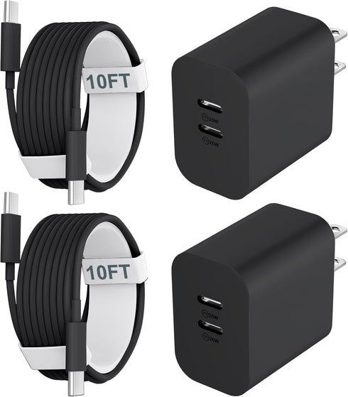 Fast Charger for iPhone 15 Pro Max, 10FT Long USB C to C Charging Cable Cord & 20W Dual Port USB C Fast Charger Block for iPhone 15 Pro Max/15 Pro...
