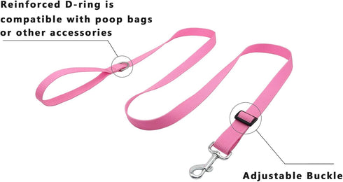 6FT/ 10FT Adjustable Dog Leash, Nylon Dog Leashes for Medium Large Dogs (6FT, Pink)...