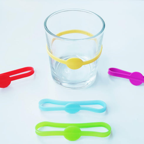 Stretchable Drink Markers 24pcs, Wine Glass Markers, Drink Identifiers for Glasses Cup, Beer Bottle, Mug, Jar, Cocktail Glass, Drink Labels for Pa...