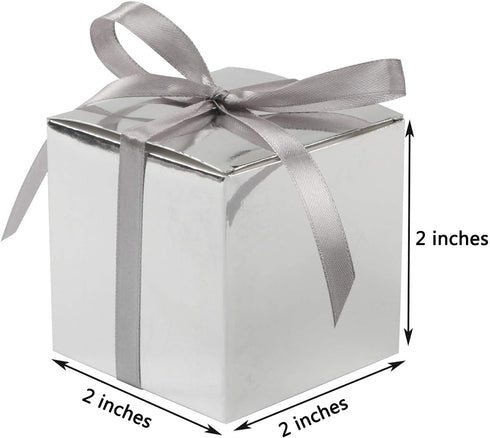 COTOPHER 60pcs Small Gift Boxes, Favor Boxes 2x2x2 inches Paper Gift Boxes with Ribbons Candy Box for Wedding Favors Baby Shower Bridal Shower Bir...