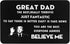 Father's Day Gifts, Gifts for Dad from Daughter Son, Thank You Dad Gifts for Birthday, Personalized Engraved Metal Wallet Card Insert Presents for...