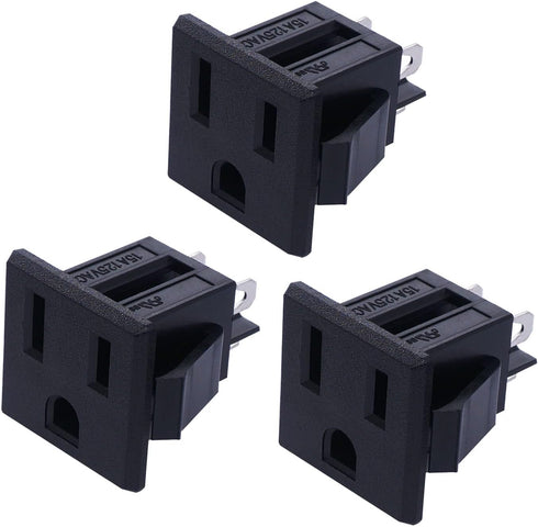 weideer 3Pcs 3 Pins US Power Socket Plug Panel AC 15A 125V Panel Mount Outlet Industrial Plug Female Connectors Adapter K-019...
