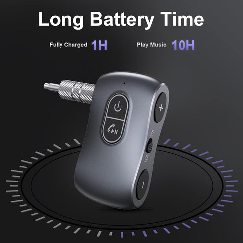 Aux Bluetooth Adpater for Car, Bluetooth 5.3 Transmitter Receiver Noise Cancelling, Portable 3.5mm Aux Bluetooth Adapter Hands-Free Call, Low Late...