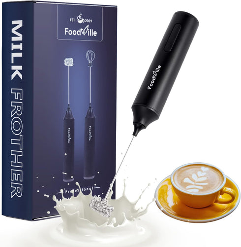 MF05 Rechargeable Milk Frother USB Charging Handheld Foam Maker with Stainless Balloon Whisk for Cappuccino, Latte, Bulletproof Coffee, Keto (Blac...