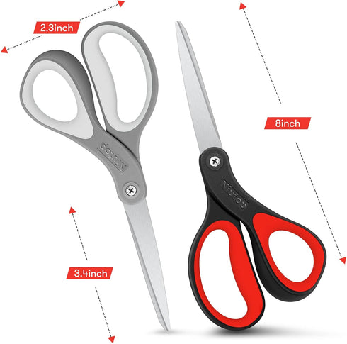 Scissors, Niutop 8" All Purpose Scissors Heavy Duty Ergonomic Comfort Grip Sewing Shears Sharp Scissors for Office Home Household Sewing High/Midd...