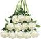 Tifuly White Roses Artificial Flowers -12 pcs Realistic Single Long Stem Fake Silk Roses Bouquet for Party Home Wedding Centerpiece Office DIY Dec...