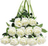 Tifuly White Roses Artificial Flowers -12 pcs Realistic Single Long Stem Fake Silk Roses Bouquet for Party Home Wedding Centerpiece Office DIY Dec...