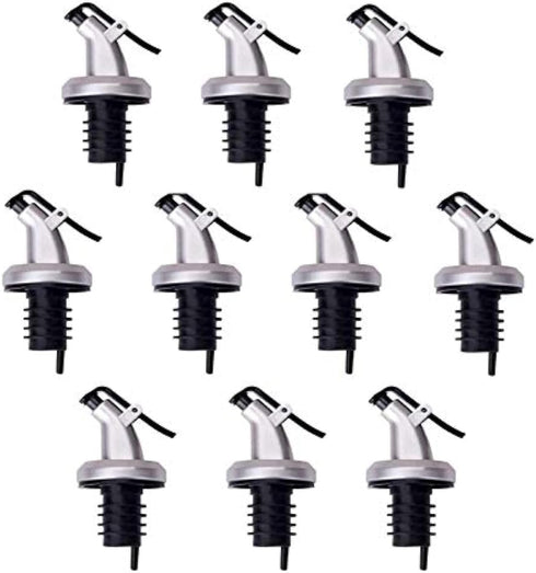 TBWHL 10 Pcs Pour Spouts, Olive Oil Vinegar Dispenser Bottle Liquor Wine Pourers Flip Top Stopper Leak-proof Reusable with Lid for Kitchen and Bar...
