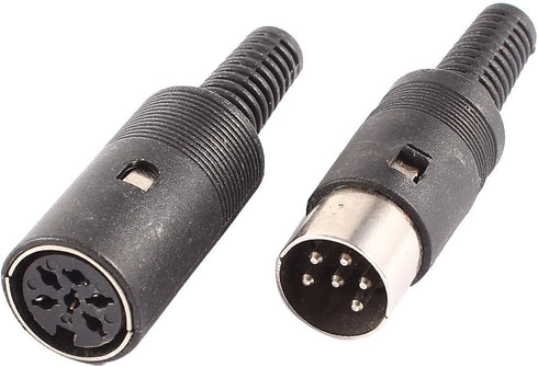 uxcell Pair Black DIN 6 Pin Female + Male Adapter Socket Audio AV Connector...