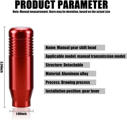 1 PC Manual Gear Stick Shifter Knobs, Car Shift Head Knob with 3 Threaded Adapters, Aluminum Alloy Car Stick Shift Lever Knob, Universal for Most ...