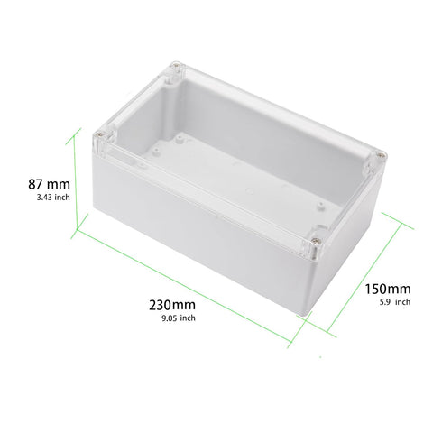Junction Box 230x150x87mm, ABS Plastic DIY Electrical Project Case with Clear Cover IP65 Waterproof Dustproof Enclosure Grey (9.1"x5.9"x3.4"inch)¡...