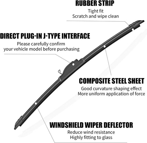 OEM Quality 26" + 18" Premium All-Seasons Durable Stable And Quiet Windshield Wiper Blades + 1 Year Warranty (Set of 2)...