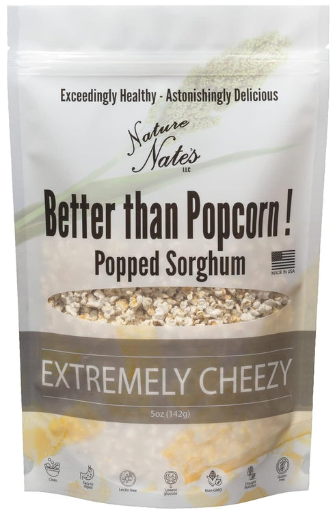 Nature Nate's Extremely Cheezy Popped Sorghum, 5 oz, Gluten Free Snacks, Celiac-Friendly, Healthy Snacks, Made In USA, Single Bag...