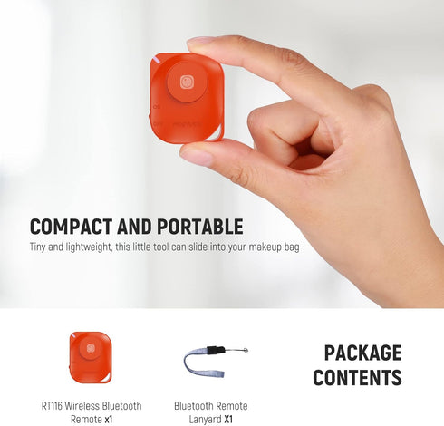 NEEWER Wireless RT116 Bluetooth Remote Camera Shutter Release Control with Lanyard, Compatible with iPhone iPad Android Smartphones for Instagram ...