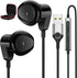 USB Headphones with Microphone for Laptop, 2.3M USB-A Earbuds for PS5,HiFi Stereo Wired Earphones Half in-Ear Headset with Volume Control Mute Aud...