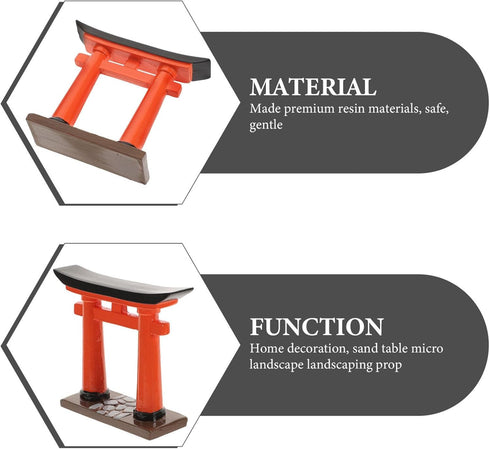 Toddmomy Japanese Torii Gate Statue, 2Pcs Japanese Mini Tori Gate Miniature Aquarium Torii Ornament Fish Tank Bonsai Landscape Decoration Zen Gard...