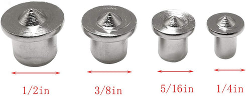 2 Sets Panel Furniture Positioning Woodworking Round Tenon 1/4", 5/16", 3/8", 1/2" Solid Wood Pin Center Punch Thimble for Woodworking Tool...