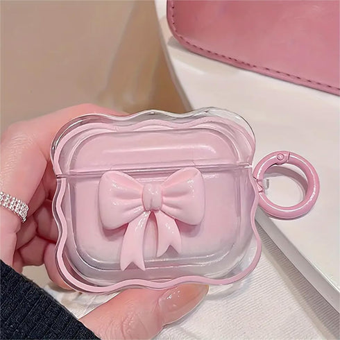 Cute AirPods 3rd Gen Clear Case, Girly 3D Bow Design Soft TPU Protective Shockproof Kawaii Airpods 3rd Generation Skin Cover with Cleaner Kit & Ke...