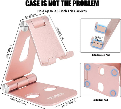 Urmust Cell Phone Stand for Desk Adjustable Foldable Phone Holder for Office Portable Desktop Dock Compatible with iPhone 15 14 13 12 11 Max Pro X...