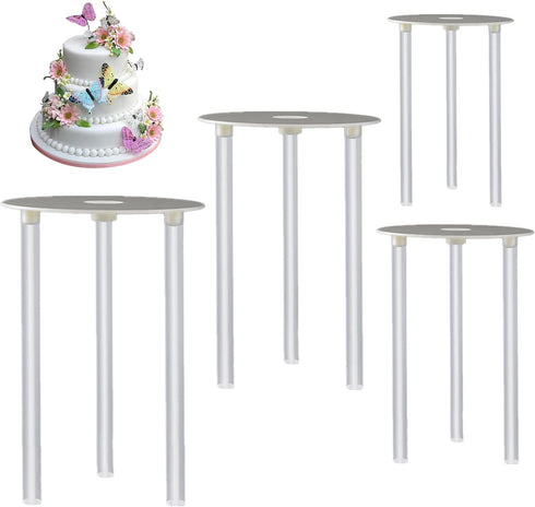 Cake Tier Supports,4 Pcs Reusable 9/12/16/20cm Cake Boards and 12 Pcs Cake Dowel Rods for Tiered Cake Construction and Stacking...
