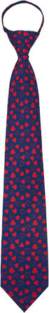 Jacob Alexander Men's Happy Valentine's Day Mini Red Hearts Pattern Pre-Tied Zipper Neck Tie - Dark Blue...