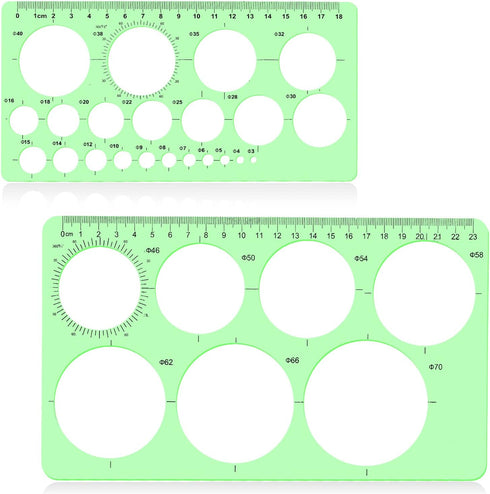 LOKUNN 2 Pcs Circle Template for Drawing, Ruler Quilling Tool, Round Hole Ruler Tool, Multi-Function Round Plastic Geometric Stencil Rulers Drawin...