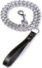Chain Dog Leash with Leather Handle 4 Feet Black...