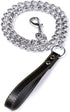 Chain Dog Leash with Leather Handle 4 Feet Black...