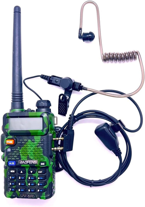 Covert Air Acoustic Tube Earpiece with Mic for Baofeng UV-5R Two Way Radio, Surveillance Headset and PTT Compatible with Walkie Talkies Brands Bao...