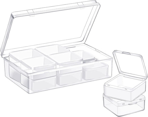 Blulu 12 Pieces Plastic Clear Storage Box Organizer with snap-tight closure latch Mini small Storage Containers Cases with Hinged Lid Hobby Modula...