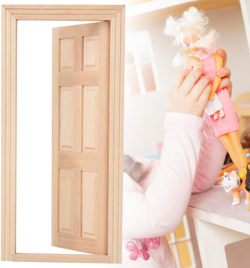1:12 Doll House Mini Wooden Door, DIY Hollow Wooden Door Set Simple Styling 1: 12 for Dollhouse Living Room for Your Interior Model...