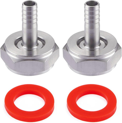 2PCS Keg Coupler Barb Connector,Stainless Steel 304 Beer Kegerator Sankey Couplers,Hex Nut 5/8"G Thread x 5/16" Barb Beer Line Tailpiece Nipple Fi...