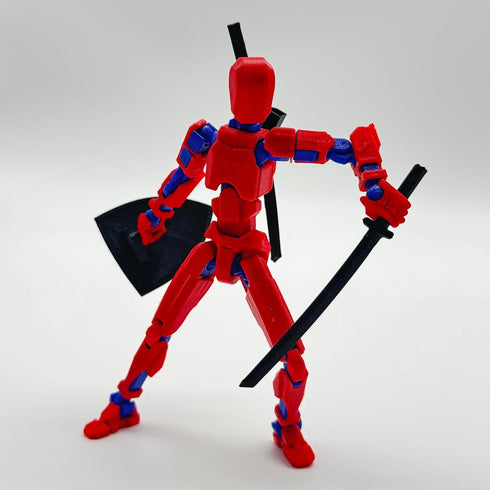 (Assembly Completed) 3D Printed Figure 5.54-inch Dummy13 with Weapon Expansion Set, Full Body Mechanical Movable Toy, Desk Decoration. (Red)...