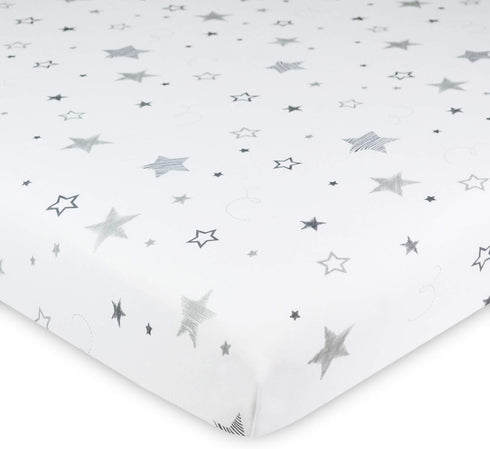 TL Care Printed 100% Cotton Knit Fitted 18" x 36" Cradle/Bassinet Sheet - Compatible with Mika Micky Bassinet, Super Stars, Soft Breathable, for B...