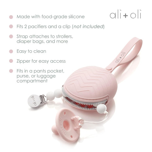 Ali+Oli BPA-Free Silicone Pacifier Holder Case (1-pk) Diaper Bag Accessory Newborn Travel Baby Pacifier Pouch (Army Green)...