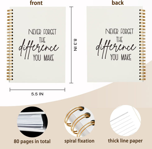 Never Forget The Difference You Make Notebook,Inspiratioanl Notebook Journal for Work Office School Student Teacher Coworker,Positive Hardcover Sp...