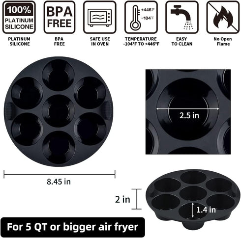 Silicone Muffin Pan for Air Fryer,Oven,Instant Pot 8.4inch Reusable BPA Free Silicone Baking Molds 1-Pack...