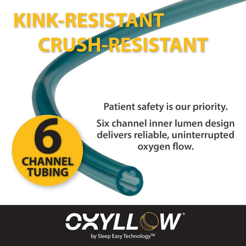 Premium 7 FT Oxygen 3-Count Tubing with Y-Connector| 6-Channel Kink-Resistant Air Flow | High-Visibility Green Tint | Universal End Connectors | M...