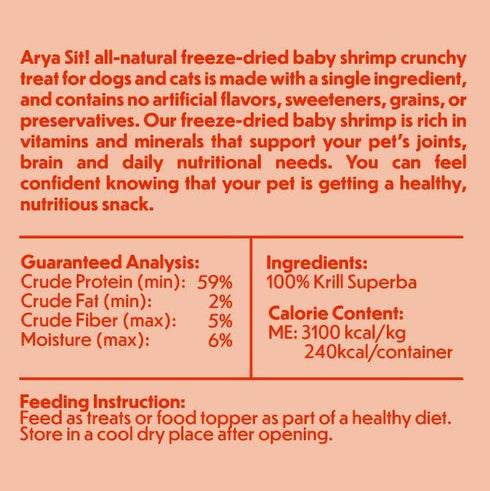 Freeze-Dried Single Ingredient Dog Treats (Baby Shrimp)...